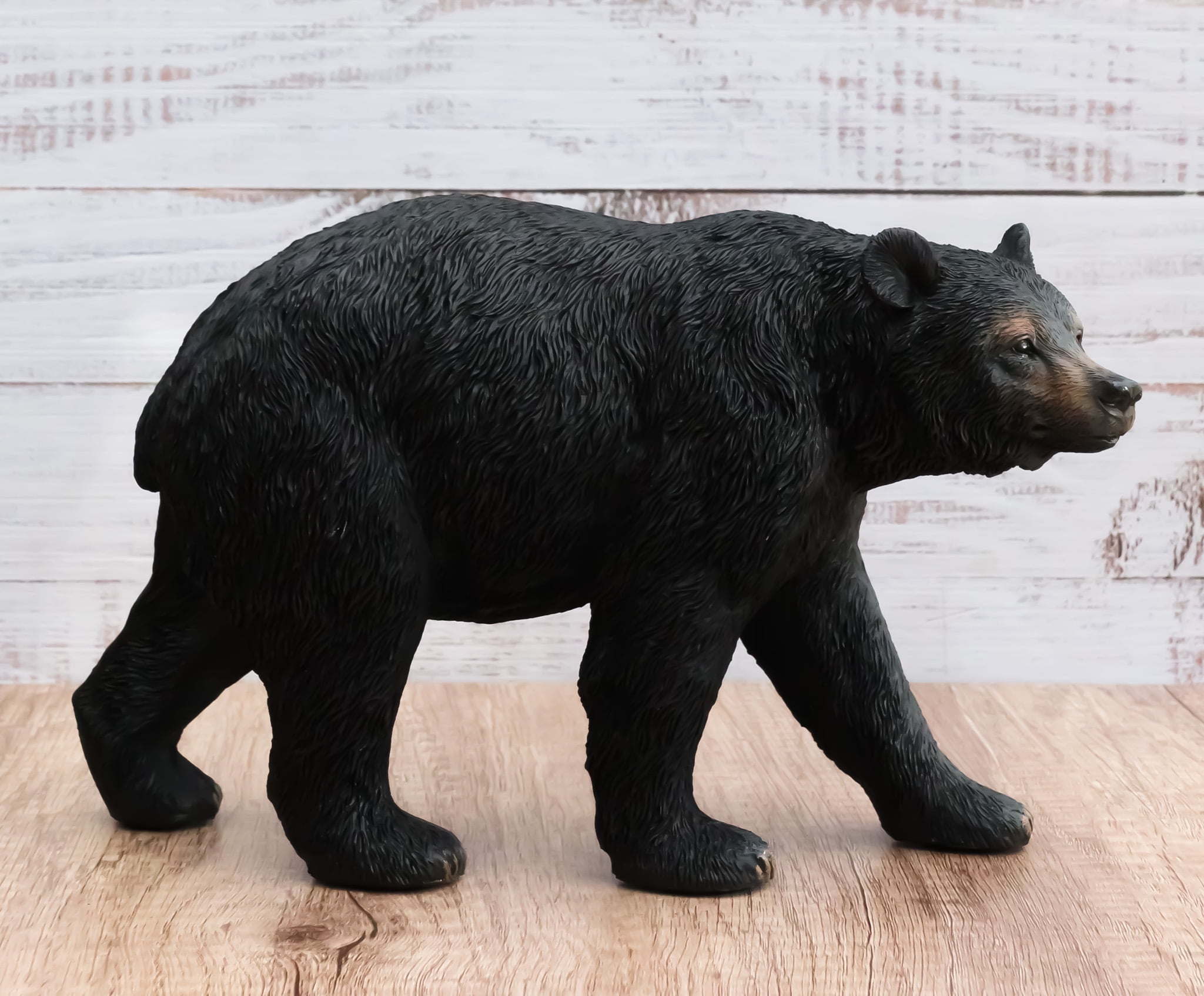 Rustic Western Cabin Lodge Realistic Black Bear Roaming The Woods Figurine 10"