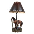thumbnail image 1 of Rustic Western Chestnut Horse Cowboy On Knee Praying By Cross Desktop Table Lamp, 1 of 10