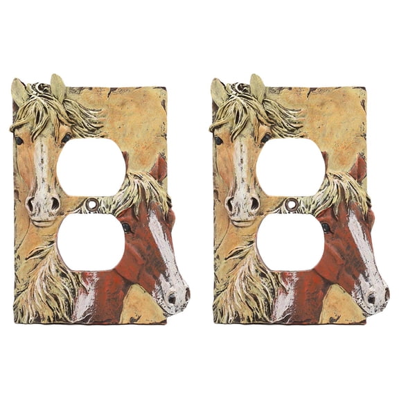 Rustic Western Chestnut Palomino Horses Duplex Outlet Receptacle Cover Set Of 2