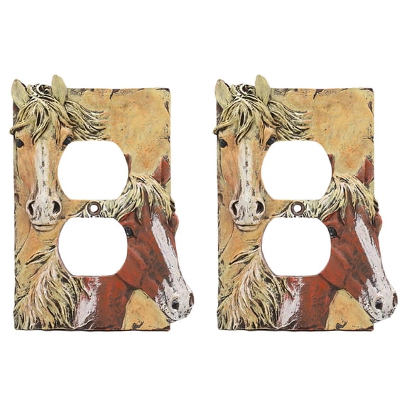 Rustic Western Chestnut Palomino Horses Duplex Outlet Receptacle Cover Set Of 2