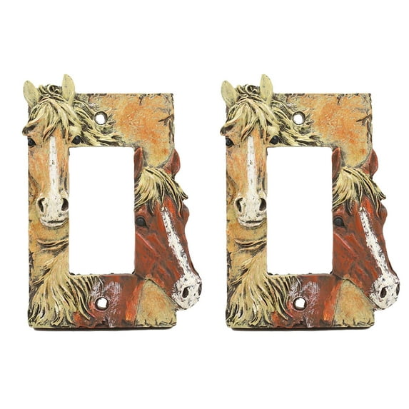 Rustic Western Chestnut Palomino Horses Single Gang Rocker Switch Cover Set Of 2