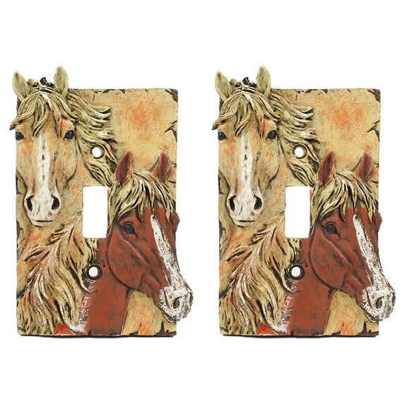 Rustic Western Chestnut Palomino Horses Single Toggle Switch Plate Cover 2pc Set