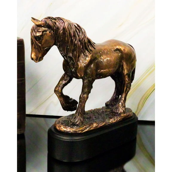 Rustic Western Clydesdale Tinker Mare Horse Pony Figurine With Trophy Base