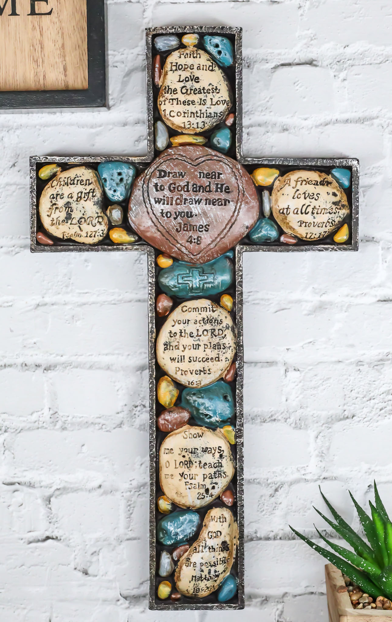 Rustic Western Colorful Pebbles With Bible Scriptures Faith Hope Love ...