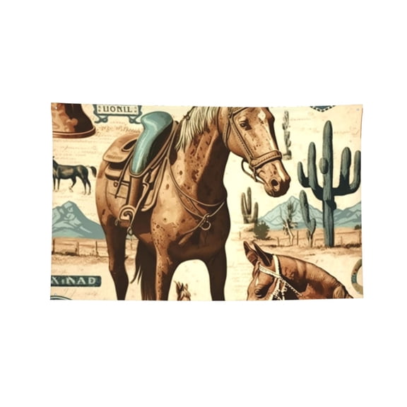 Rustic Western Country Cowboy Horse Vintage Four Hole Decorated Banner Flag for Garden Yard Home Decoration Indoor Outdoor 2x3 Ft
