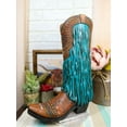 thumbnail image 1 of Rustic Western Country Faux Leather Cowgirl Boot Vase W/ Turquoise Frill Fringe, 1 of 6