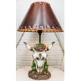 thumbnail image 1 of Rustic Western Cow Skull With Floral Succulents Feathers And Cactus Table Lamp, 1 of 11