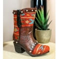thumbnail image 1 of Rustic Western Cowboy Aztec Geometry Patterns Red Brown Boot Pen Holder Figurine, 1 of 6