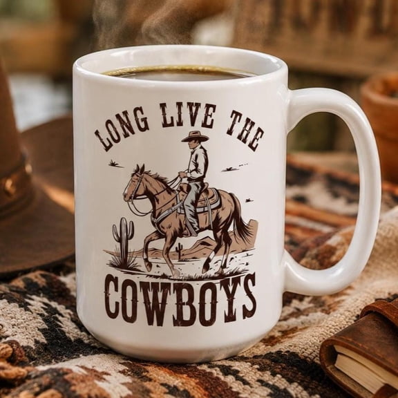 Rustic Western Cowboy Coffee Mug Ranch Style Drinkware for Horse Lovers Adventurers 15oz Ceramic