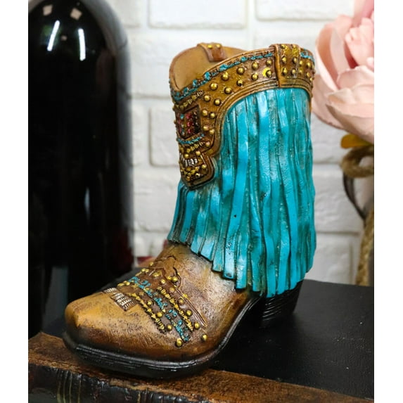 Ebros Gift Rustic Western Cowboy Boot Pencil Holder, Multicolor
