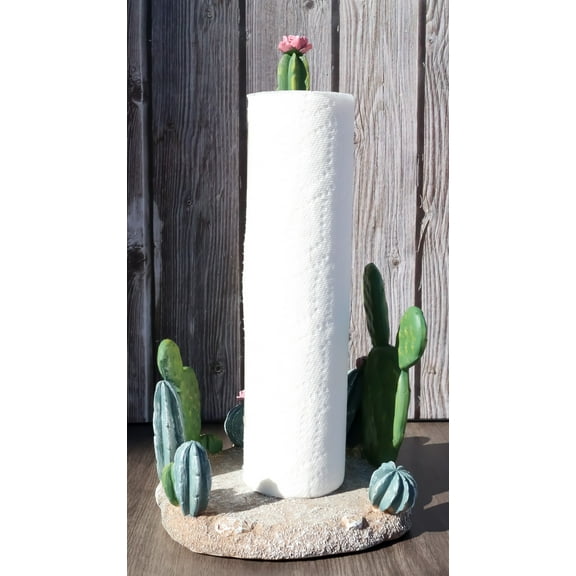 Rustic Western Desert Forest Saguaro Cactus Cacti Paper Towel Holder Stand Decor