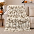 thumbnail image 1 of Rustic Western Desert Sketch Cowboys Horses Artistic, Rustic Farmhouse Horse Scene, Warm Flannel Blanket for Ranch House and Living Room, Horse Lovers Housewarming Gift, Rustic Home Decor, 1 of 9