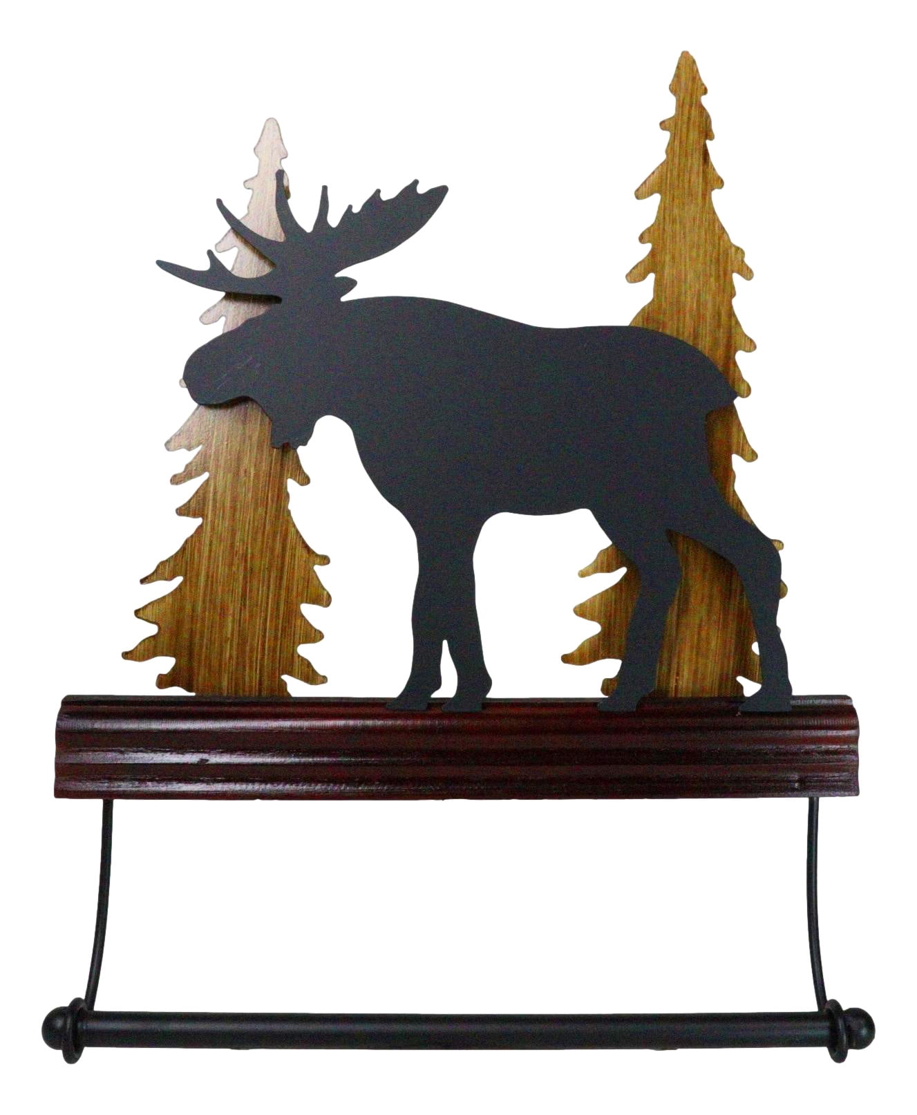 Needzo Black Bear Paper Towel Holder - Rustic Woodland Resin Decor, 12-Inch Countertop Dispenser