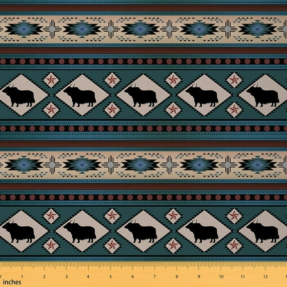 Rustic Western Fabric By The Yard,Tribal Arrow Upholstery Fabric,Bohemian Aztec Decorative Fabric,Geometric Diamond Indoor Outdoor Fabric,Indigo Black,1 Yard