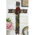 thumbnail image 1 of Rustic Western Faux Wooden Valentine Love Red Roses With Barbed Wires Wall Cross, 1 of 10