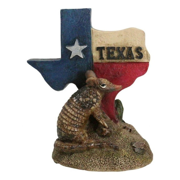 Rustic Western Greetings Lone Star State Of Texas Map With Armadillo Figurine