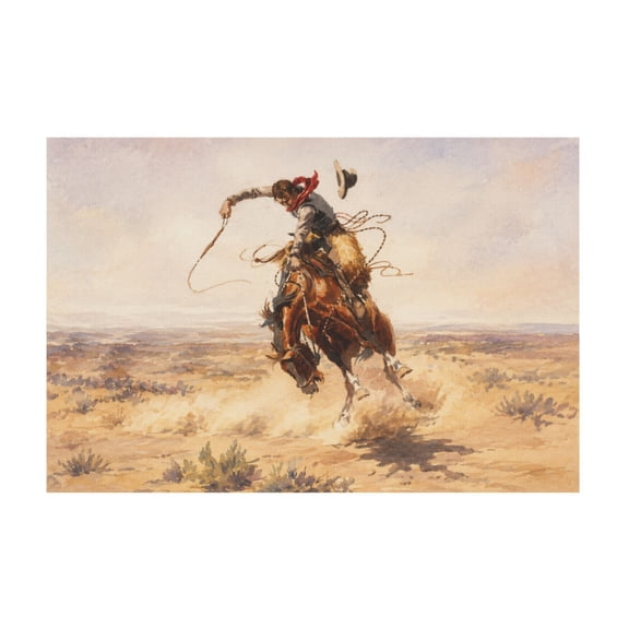Rustic Western Horse Riders Lunar Landscape Canvas Wall Art for Ranch Decor 12*18in