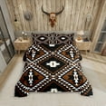 thumbnail image 1 of Rustic Western King Size Comforter Set For Men,Southwestern Aztec Bedding Set Bohemian Quilt Comforter Ethnic Mexican Geometric Diamond Duvet Insert Brown Black White Farmhouse Room Decor 3 Pcs, 1 of 8