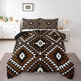 thumbnail image 1 of Rustic Western King Size Comforter Set For Men,Southwestern Aztec Bedding Set Bohemian Quilt Comforter Ethnic Mexican Geometric Diamond Duvet Insert Brown Black White Farmhouse Room Decor 3 Pcs, 1 of 8