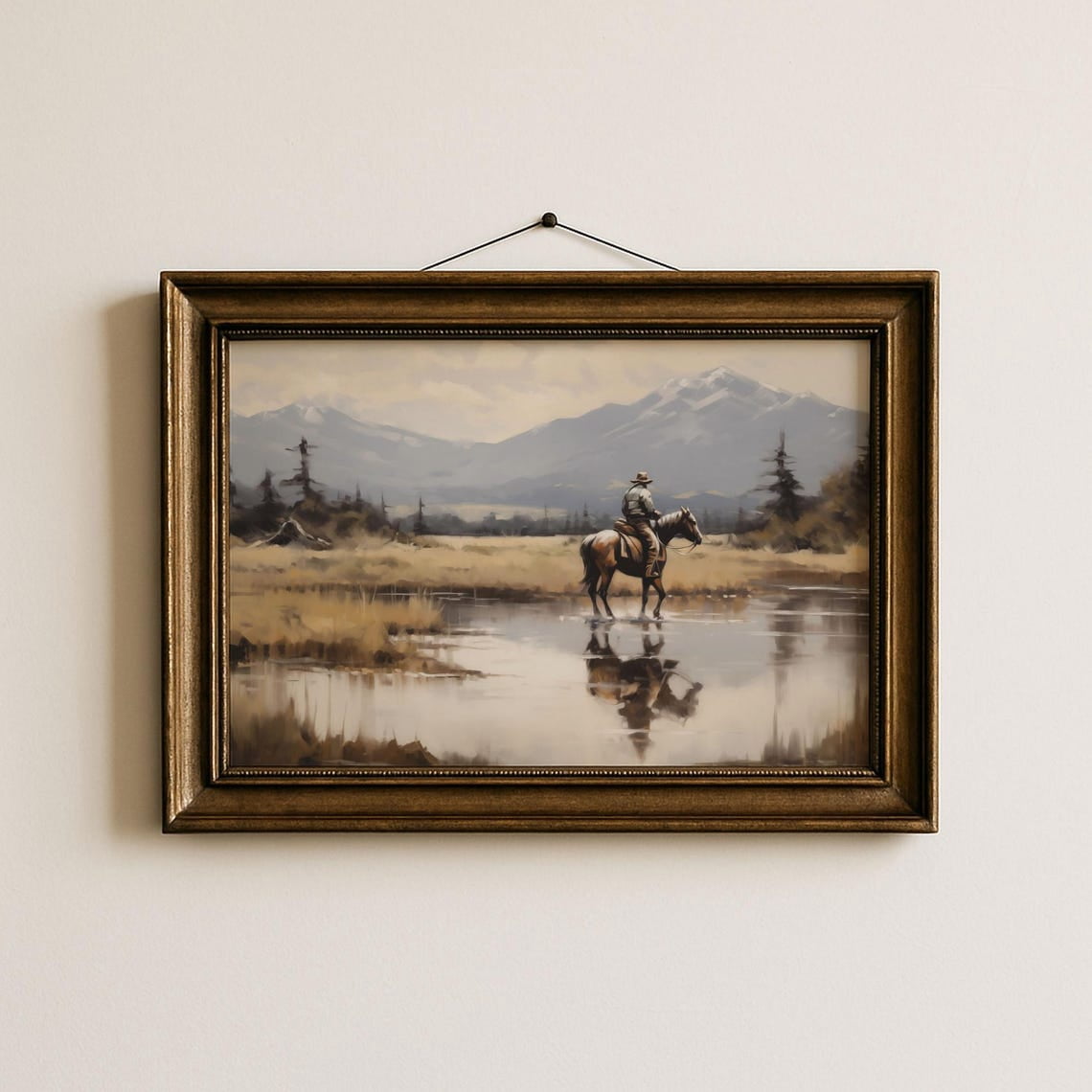 Rustic Western Landscape Print Vintage Cowboy Rustic Western Home Decor ...