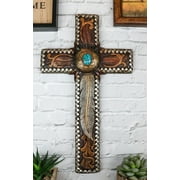 Rustic Western Native Indian Dreamcatcher Feathers Turquoise Rock Wall Cross