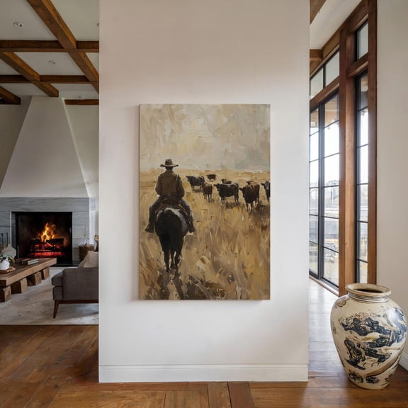 Rustic Western Print American West Art Western Room Decor Vintage Cowboy Western Cowboy Print Southwest Wall Art Horse Home Decor #146, Stretched Canvas Size 16x24