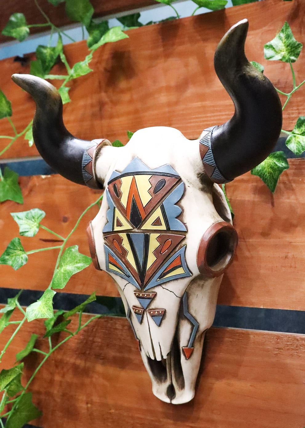 Rustic Western Southwest Vector Arrows Tiki Art Bison Bull Cow