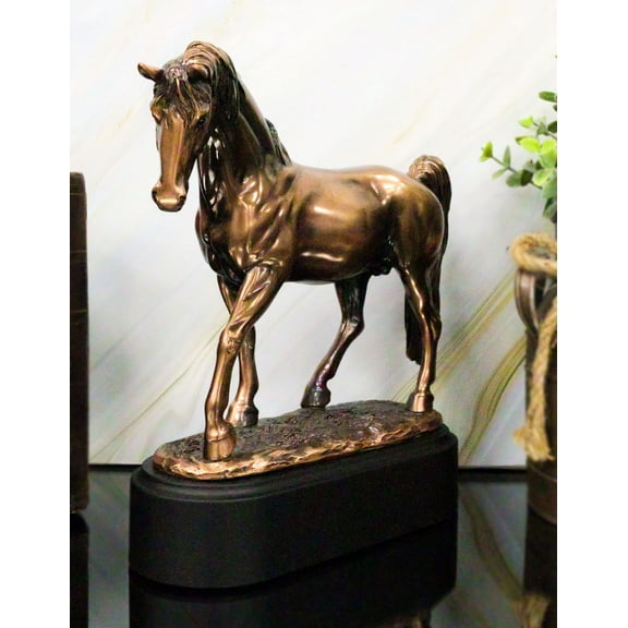 Rustic Western Tennessee Walking Horse Model Stallion Figurine With Trophy Base