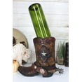 thumbnail image 1 of Rustic Western Texas Star Cowboy Boot Spur Faux Leather Wine Holder Floral Vase, 1 of 8