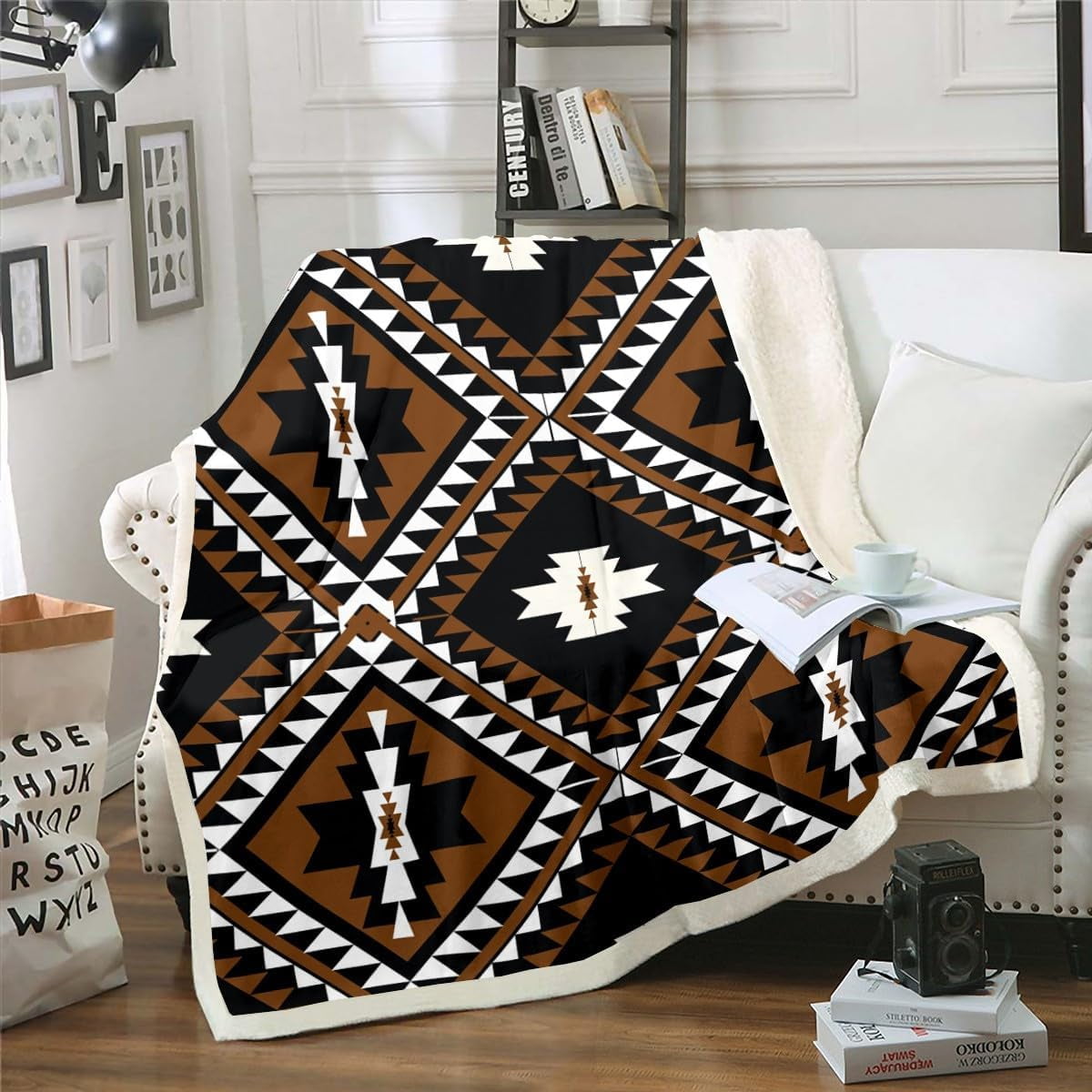 Rustic Western Throw 50"X60" Throw Blanket For Men,Southwestern Aztec