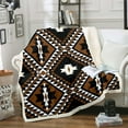 thumbnail image 1 of Rustic Western Twin 60"X80" Throw Blanket For Men,Southwestern Aztec Fleece Blanket Bohemian Sherpa Blanket Ethnic Mexican Geometric Diamond Flannel Blanket Brown Black White Farmhouse Room Decor, 1 of 6