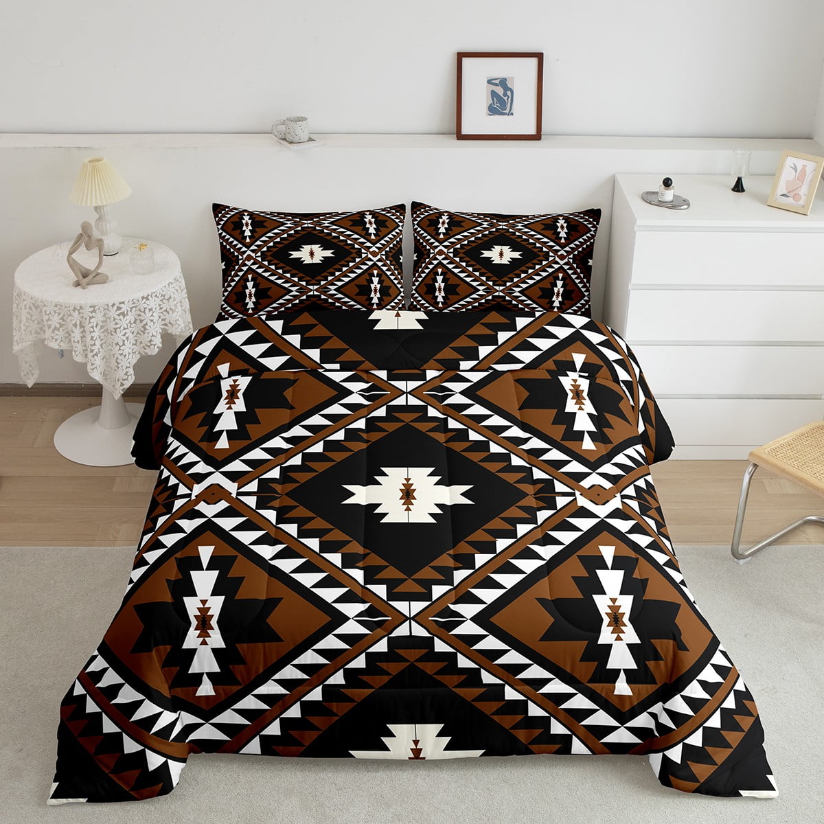 Rustic Western Twin Size Comforter Set For Men,Southwestern Aztec