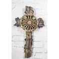 thumbnail image 1 of Rustic Western Vintage Country Cowboy Wagon Wheel Faux Wooden Wall Cross Plaque, 1 of 9