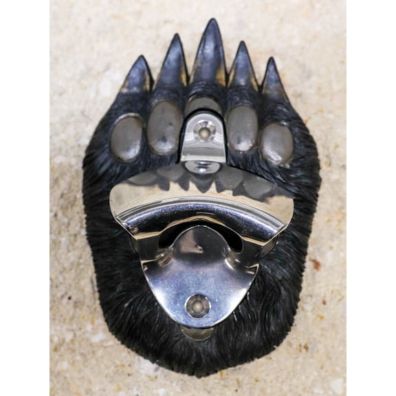 Rustic Western Wildlife Black Bear Paw With Claws Wall Beer Bottle Metal Opener