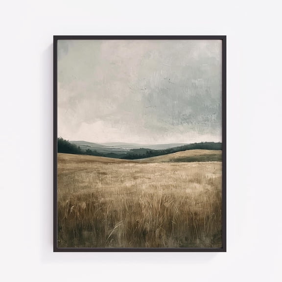 Rustic Wheat Field Landscape Art Print Poster Impressionist , Tranquil Countryside Scene, Earthy Wall Decor, Cottagecore Style 91, Size 8x12 UNFFRAMED F03.1.7l62