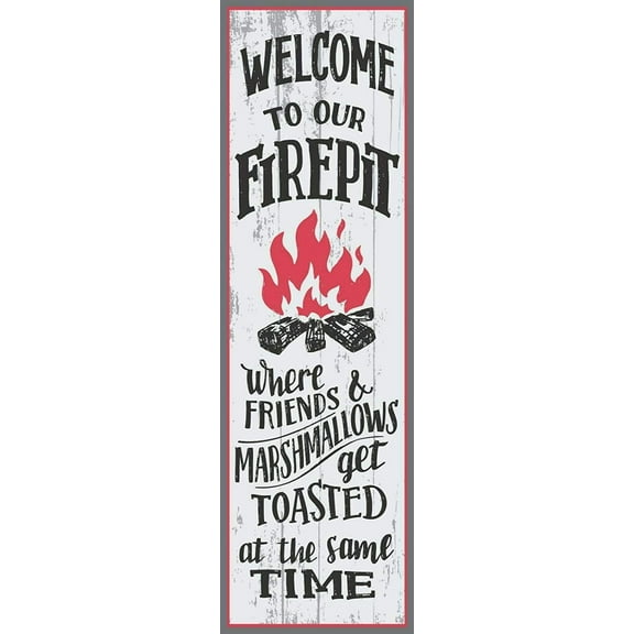 Rustic Where Friends Get Toasted Welcome to Our Firepit Metal Sign Campsite 16"x4"