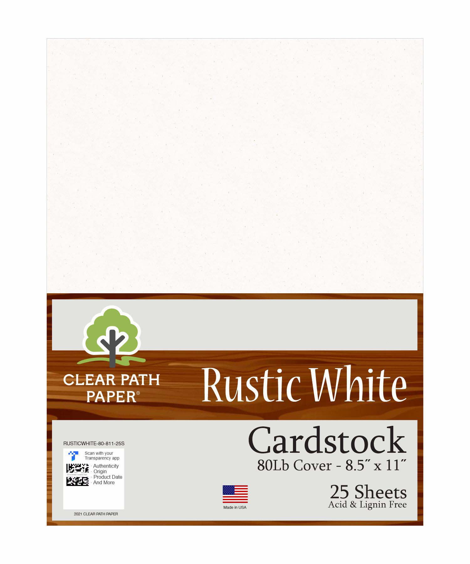 Rustic White Cardstock - 8.5 x 11 inch - 80Lb Cover - 25