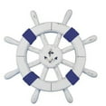 thumbnail image 1 of Rustic White Decorative Ship Wheel with Dark Blue Rope and Anchor 12" - Wooden Ships Wheel - Boat Steering Wheel Decoration, 1 of 2