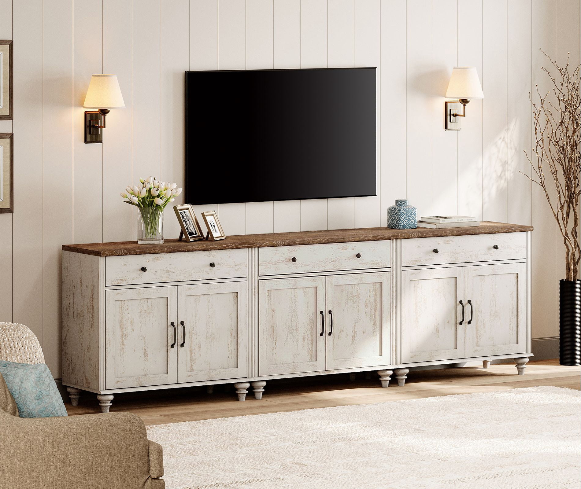 White Farm House Tv Stand
