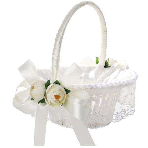 Rustic White Flower Basket for Wedding Favors Home Decor and Special Events