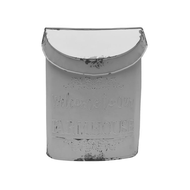 White Metal Wall Mount Farmhouse Mailbox Outside Mail Box Front Porch Home Decor White Metal Wall Mount Farmhouse Mailbox Outside Mail Box Front Porch Home Decor