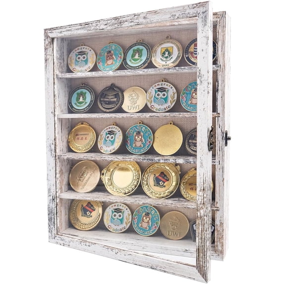 Rustic White Shadow Box Frame Plexiglass Window Door with Removable Shelves 11 x 14