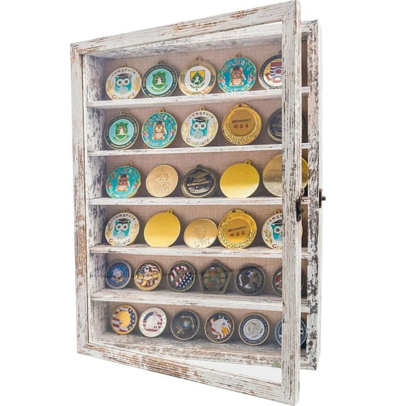 Rustic White Shadow Box Frame Plexiglass Window Door with Removable Shelves 12 x 16