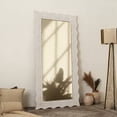 thumbnail image 1 of Expobazaar Wall Mirror | Rustic White Solid Wood Handcarved Wave Design Rectangle Mirror Accent | 36"x72", 1 of 6