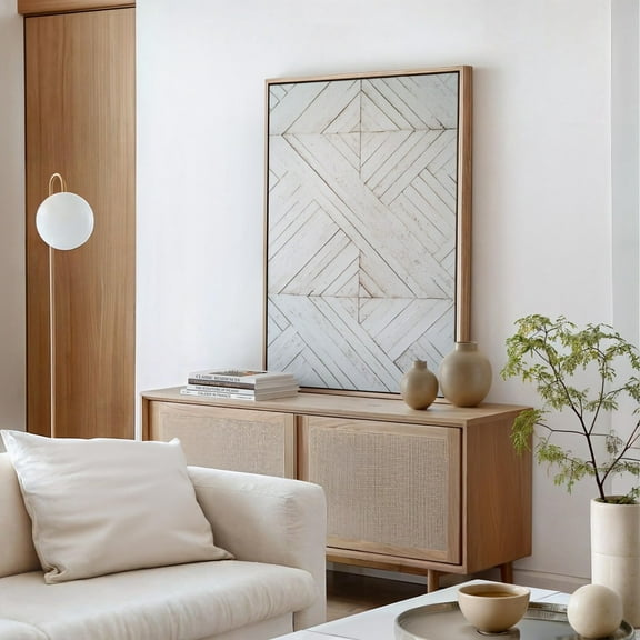 Rustic White Wood - Geometric Pattern Design - Distressed Farmhouse Decor For Modern Boho Interiors Wall Art, Modern Wall Decor, 8x12 UNFRAMED