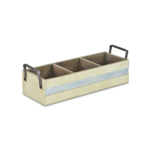 Rustic White Wooden 3 Slot Storage Caddy