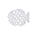 thumbnail image 1 of Rustic Whitewashed Cast Iron Big Fish Trivet 8" - Sea Life Decor - Beach Decor, 1 of 1