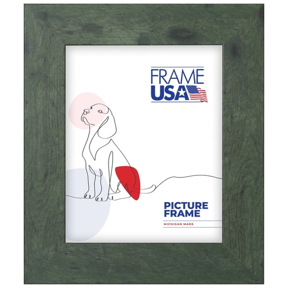 9x12 Picture Frame, Green Rustic II Style 74002, 2 Inch MDF with Glass, Wall Display