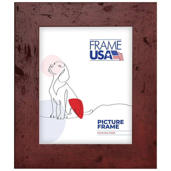 11x15 Picture Frame, Red Rustic II Style 74010, 2 Inch MDF with Glass, Wall Display
