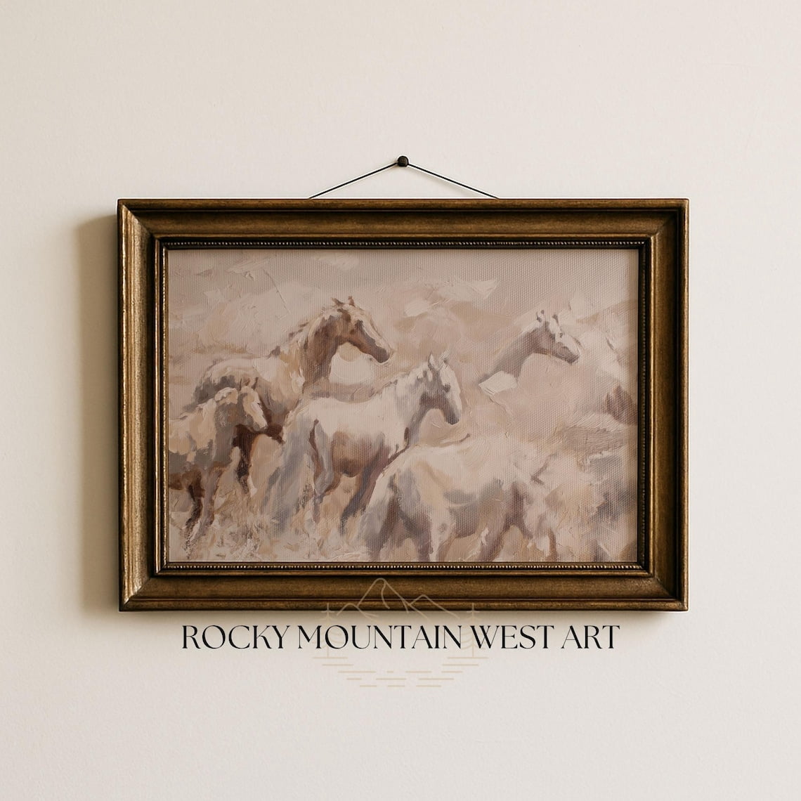 Rustic Horse Design Rustic Wild Horses Neutral Horse Wall Art Print Western Wall Art ...